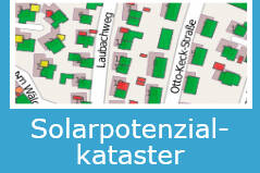 Banner: Solarpotenzialkataster - mit Untertitel "Zum Solarpotenzialkataster"